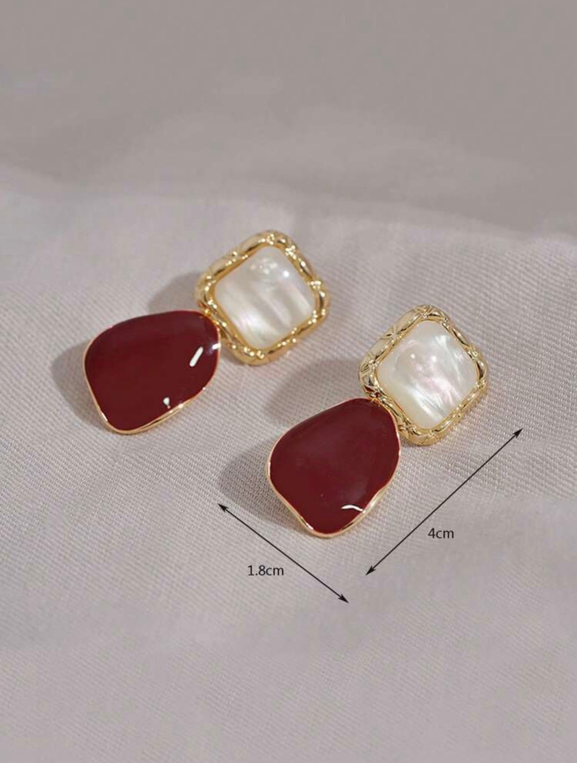 Pearl and Red Stone Earrings