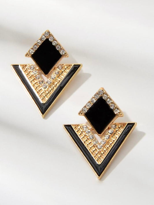 Black and Gold Geometric Earrings