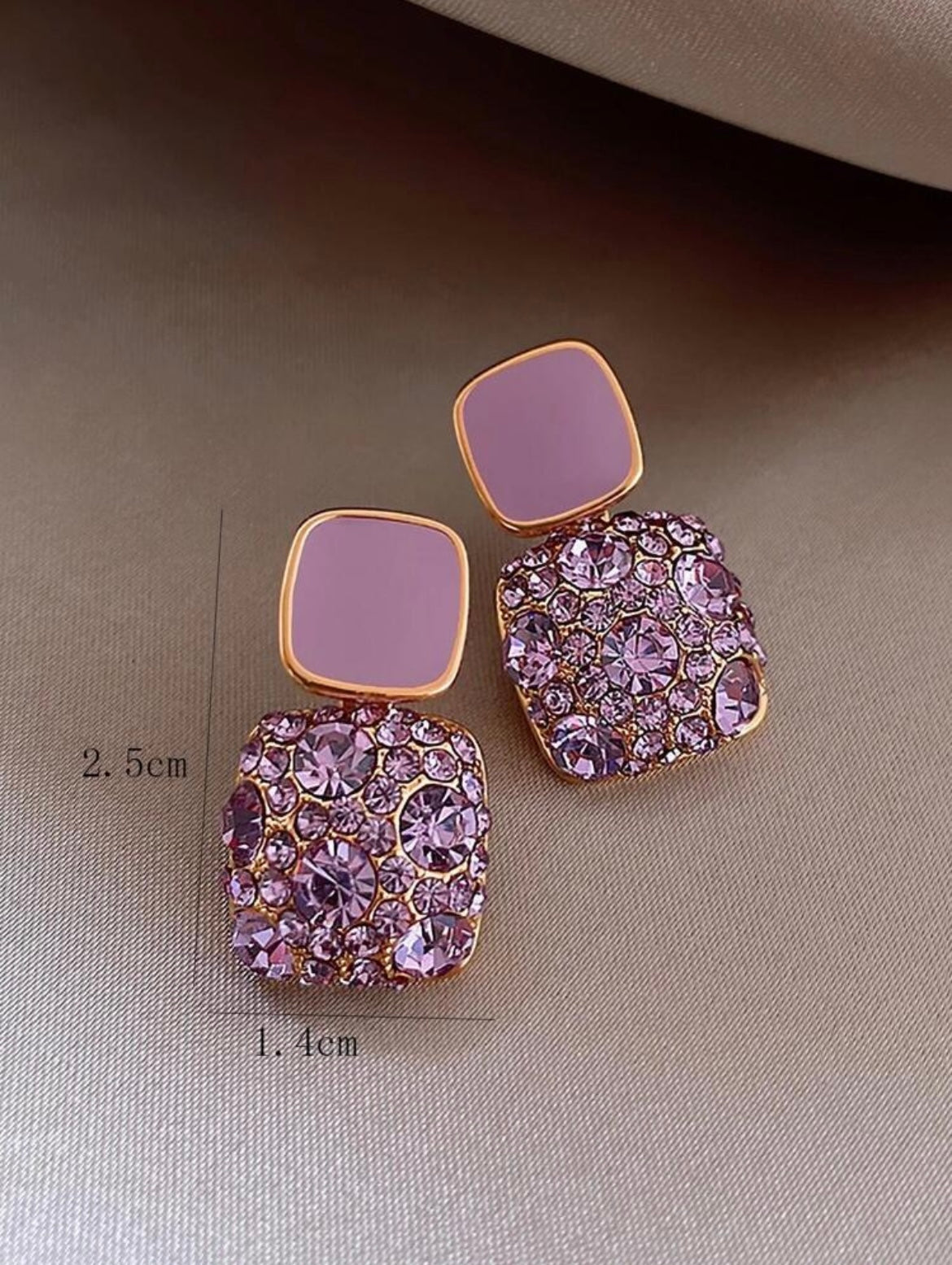 Purple Gemstone Square Earrings