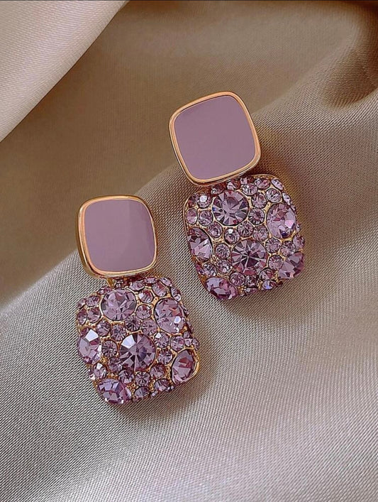 Purple Gemstone Square Earrings