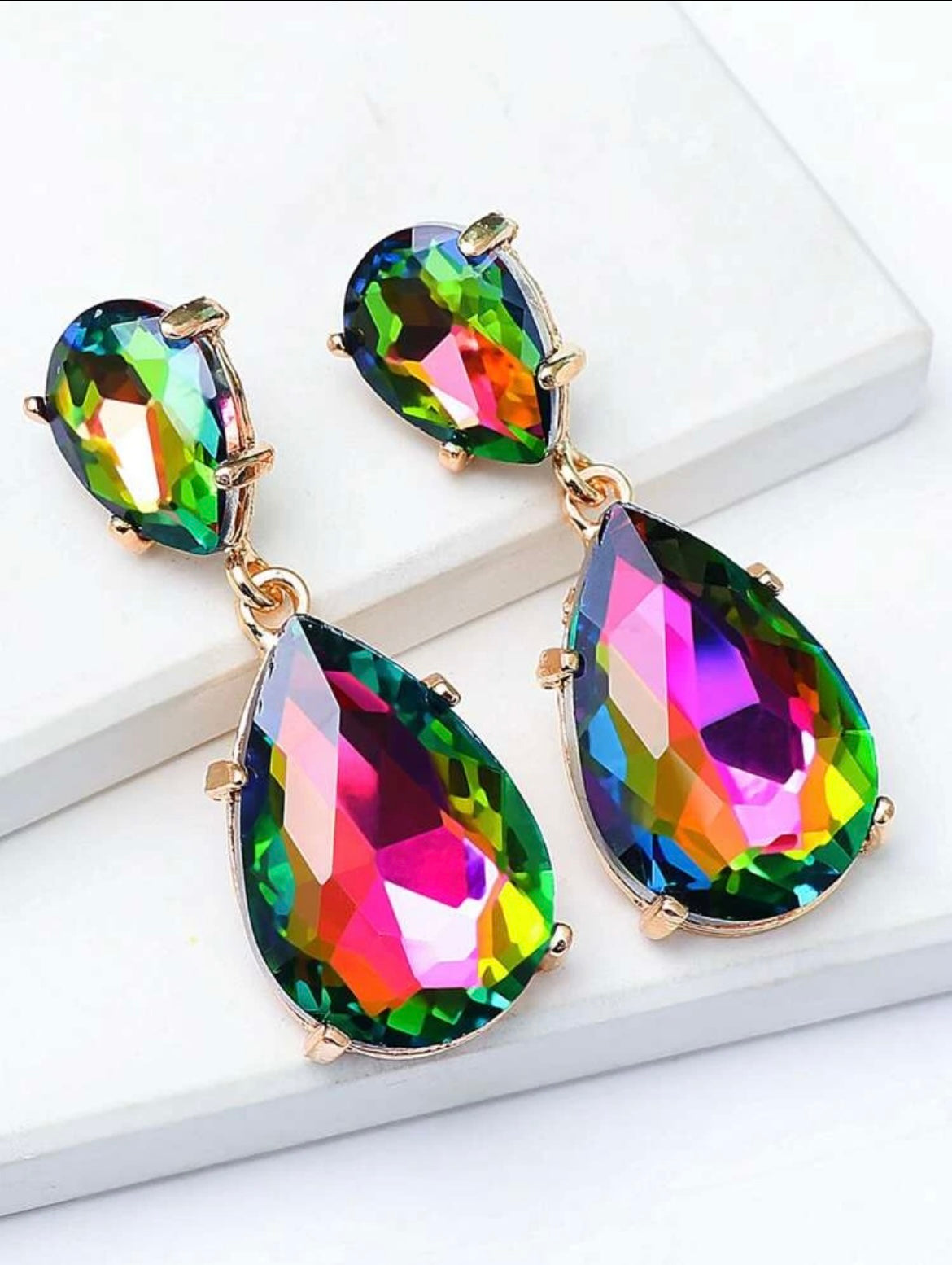 Multicolored Teardrop Gemstone Earrings