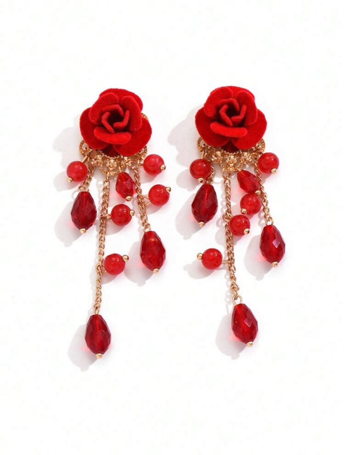 Rose and Gold Chain Earrings