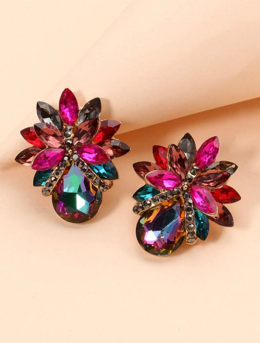 Multicolored Floral Teardrop Earrings