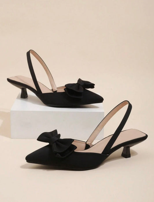 Sleek Bow Slingbacks Heels