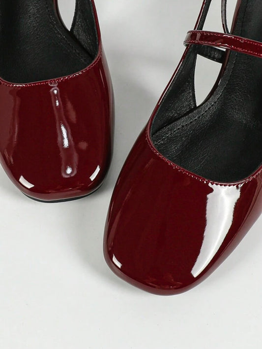 Garnet Glossy Block Heels