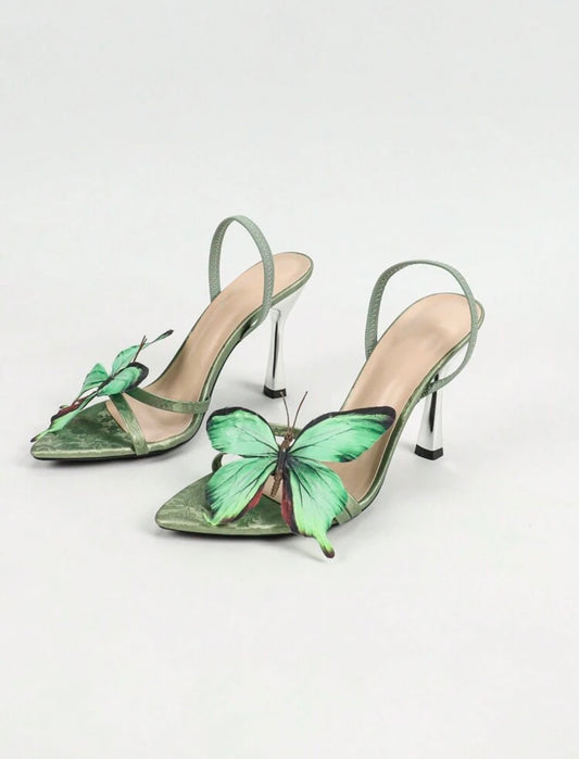 Green Butterfly Heels